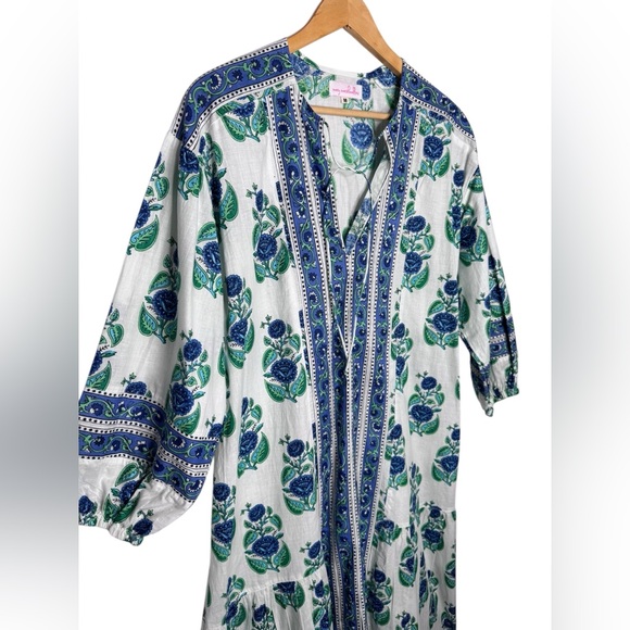 Mary Marshmallow Floral Tunic Long Sleeve Balloon Sleeve Midi/ maxi Dress Small - Picture 3 of 7